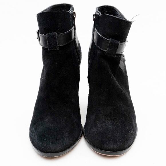 Cole Haan Black Suede Ankle Boots Booties With Buckle Detail Size 6.5 - Picture 3 of 10